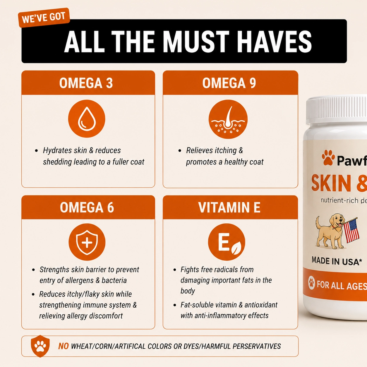 PawfectDose Skin and Coat Supplement for Dogs